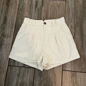 Beige Linen Shorts